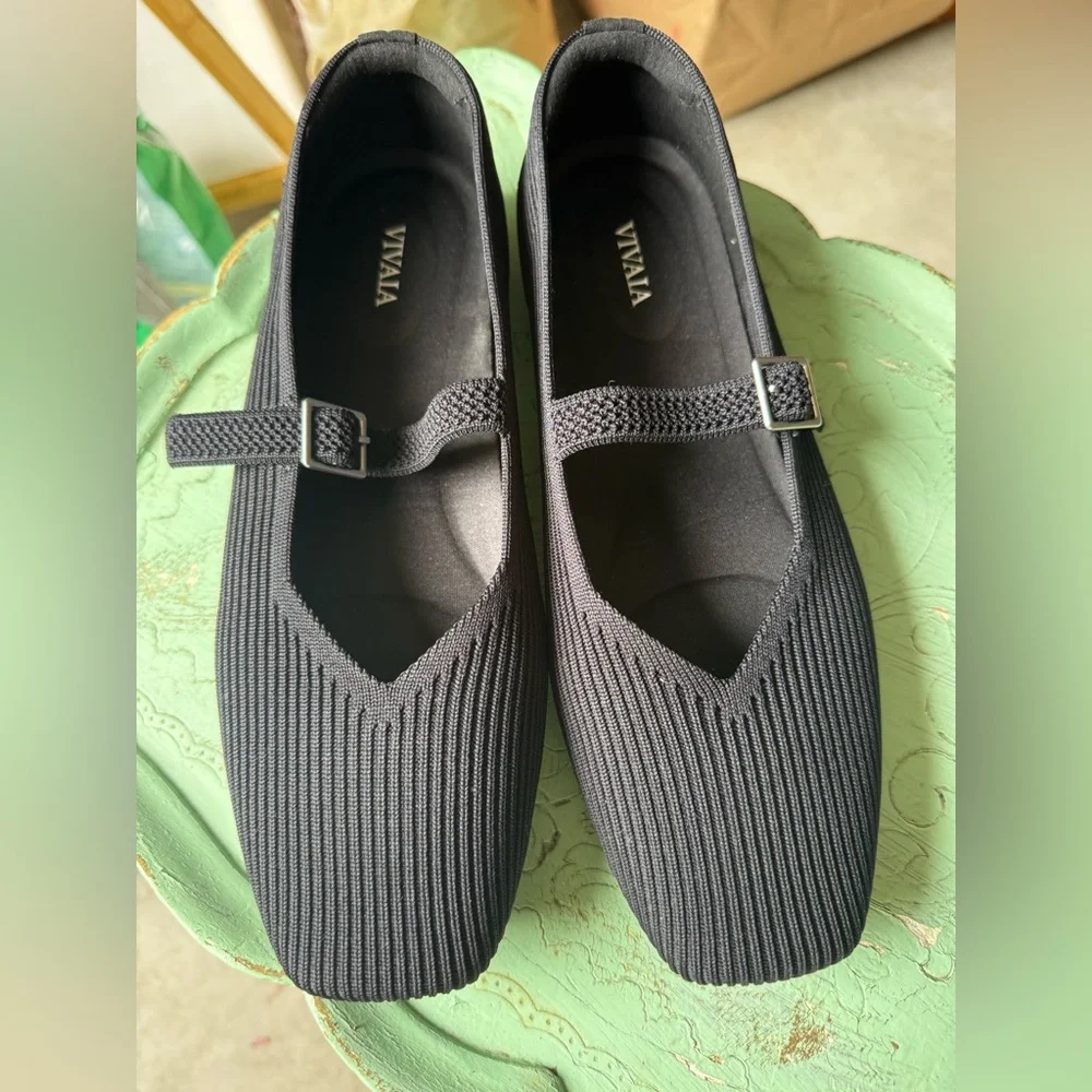 Vivaia Margot Mary Jane Flats Square Toe size 41 Wide (10W) - Picture 2 of 5